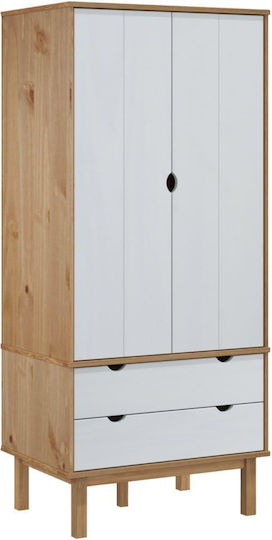 Δίφυλλη Ντουλάπα 76.5x53x172cm Καφέ / Λευκή
