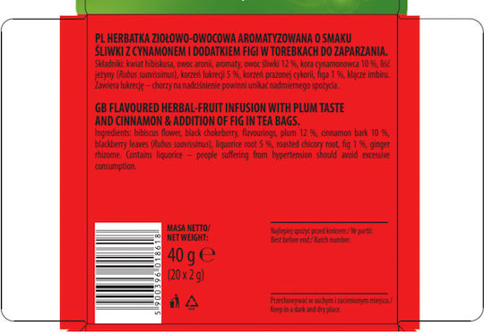 Loyd Warming Tea Sweet Plum Cinnamon Fig Flavor 20 Bags