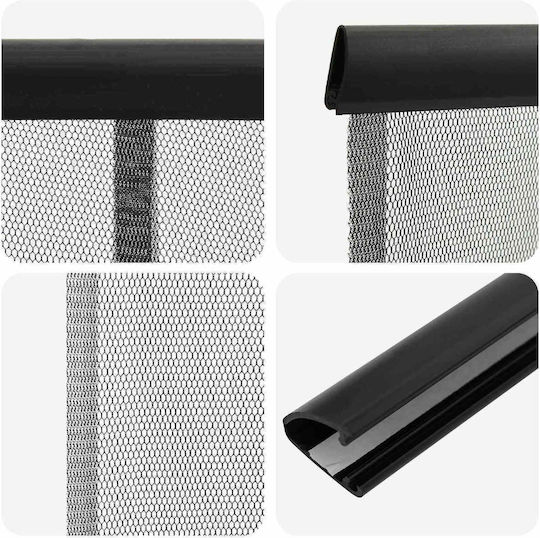 vidaXL Mosquito Net Door with Velcro Pleated Polyester Black 80x2cm