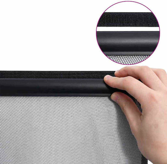 vidaXL Mosquito Net Door with Velcro Pleated Polyester Black 80x2cm