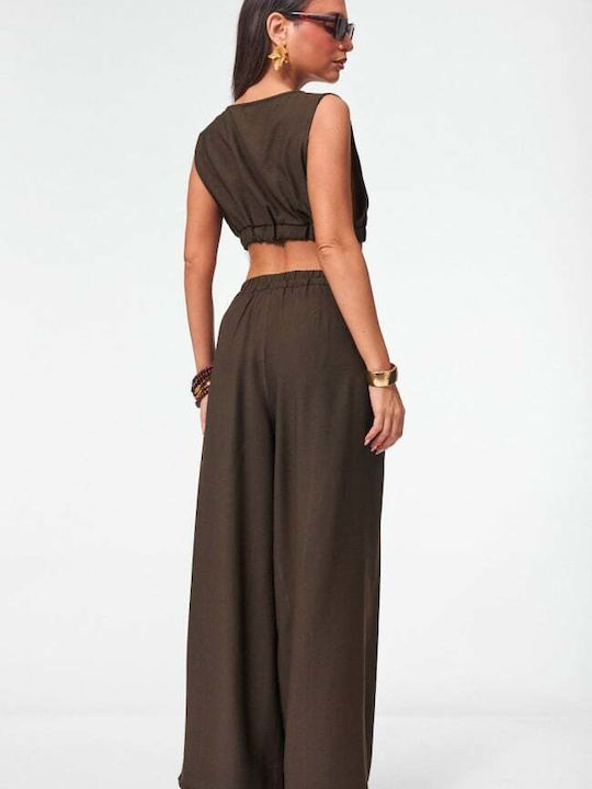 Damen Braune Dunkle Set mit Hose