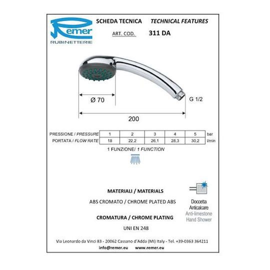 Remer 311DAX Τηλέφωνο Ντουζ