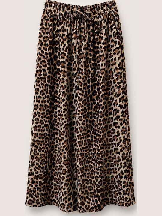 Women's Satin Pantaloons with Elastic Band in Loose Fit Leopard Leopard