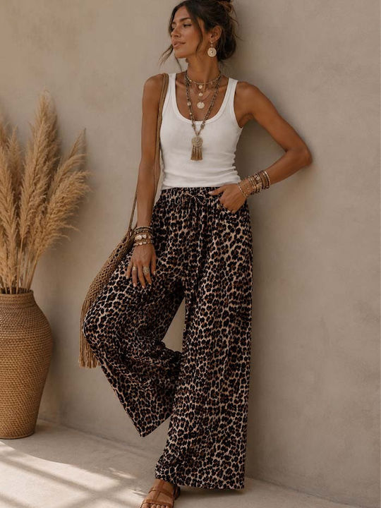 Women's Satin Pantaloons with Elastic Band in Loose Fit Leopard Leopard