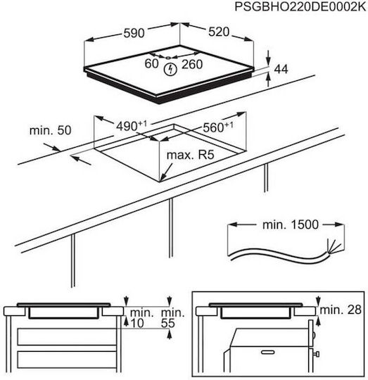 AEG 6000 MultiBridge Induktionskochfeld Mit Rahmen Autonom mit Kindersicherung 59x52εκ.