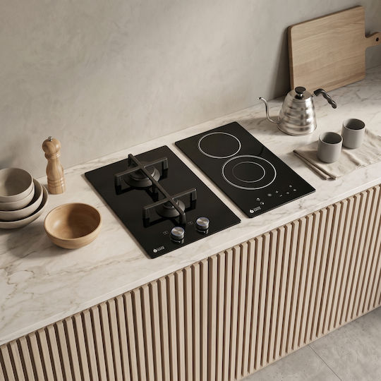 Thermogatz TGC 3301 Domino Κεραμική Εστία Αυτόνομη με Λειτουργία Κλειδώματος 31x51εκ. Ασημί