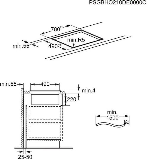 AEG Induction Cooktop Autonomous with Hood 83x51.5εκ.