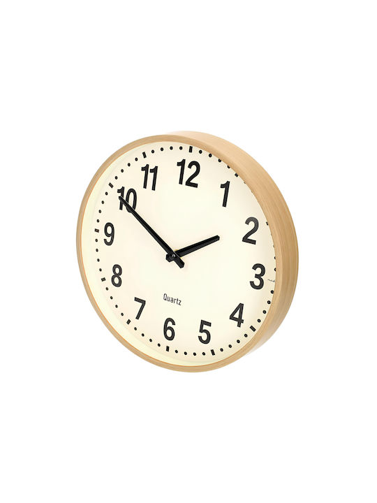 Nedis Silent Wall Clock Wooden Beige Ø30cm