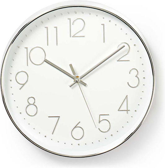 Nedis Wall Clock Plastic White/Silver Ø30cm