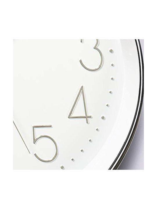 Nedis Стенен часовник Пластмаса White/Silver Ø30см