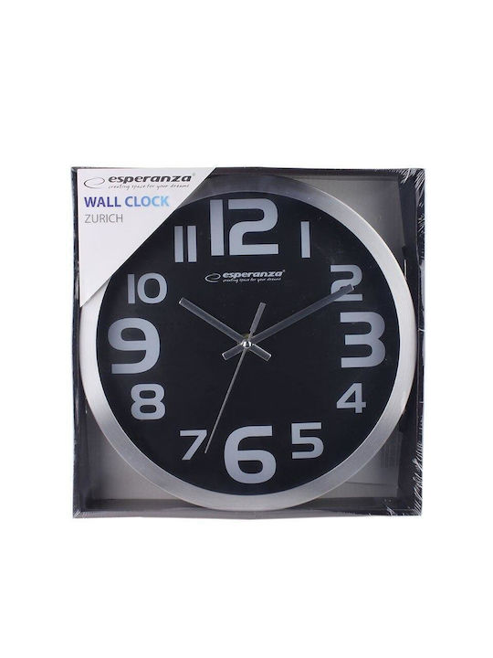 Esperanza Zurich Leise Wanduhr Metallisch Schwarz Ø25cm