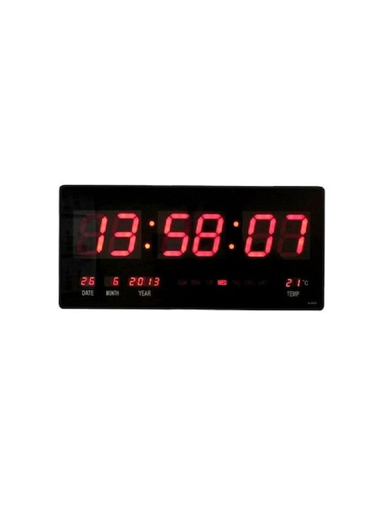 Factory Με Φωτισμό LED Ρολόι Τοίχου Ψηφιακό Πλαστικό Μαύρο 24x15cm