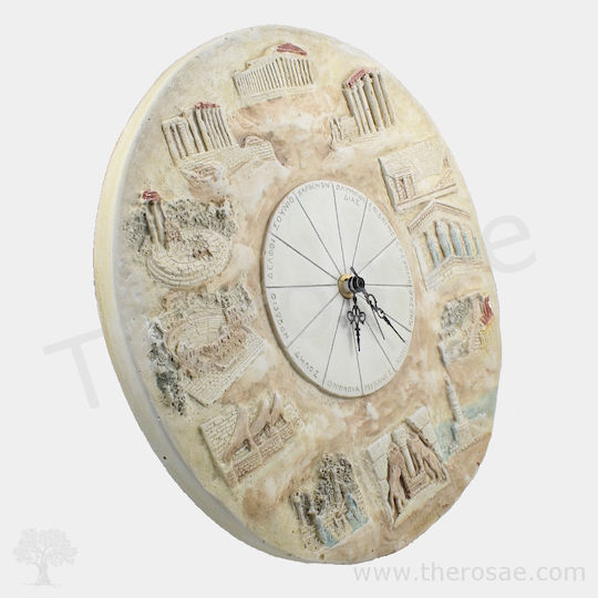 Αντικέ Ρολόι Τοίχου Κεραμικό Εκρού Ø28.2cm