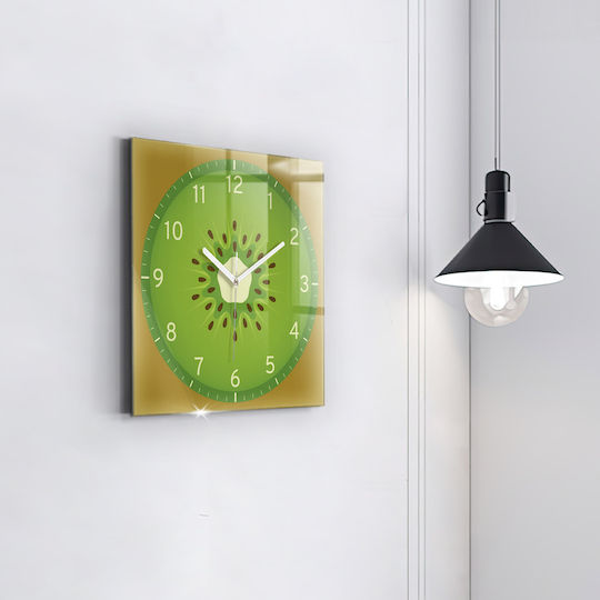 Tulup Silent Ceas de Perete Sticlă Galben 30x30cm