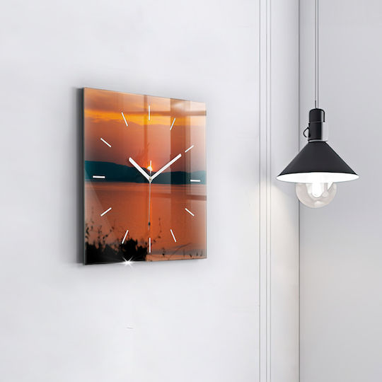 Tulup Leise Wanduhr Glas Orange 30x30cm