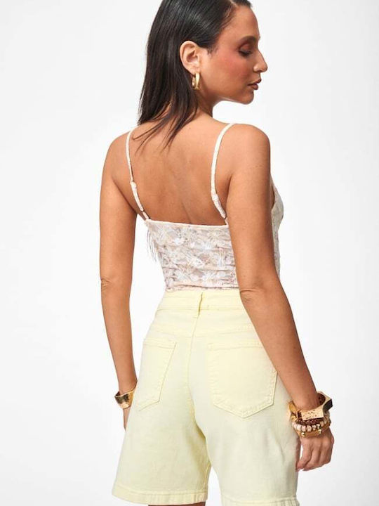 Damen-Shorts - Bermudas Hohe Taille Gelbe