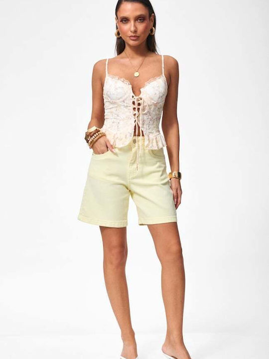 Damen-Shorts - Bermudas Hohe Taille Gelbe