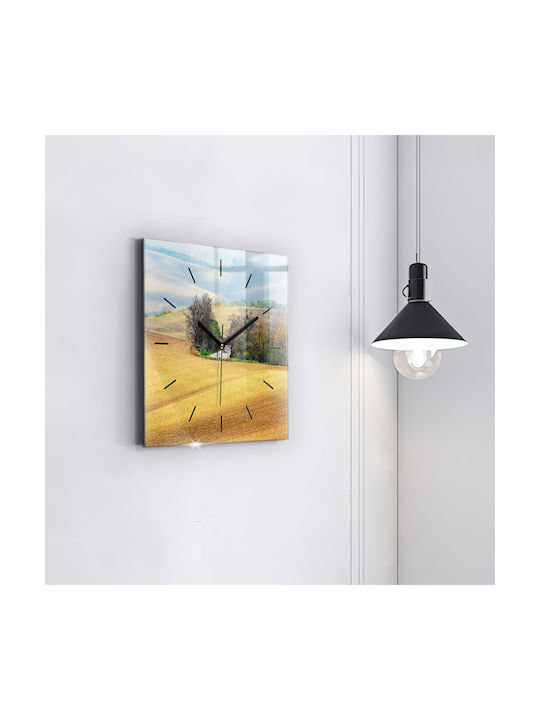 Tulup Αθόρυβο Ρολόι Τοίχου Γυάλινο Κίτρινο 30x30cm