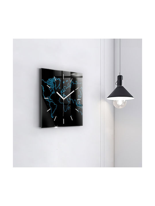 Tulup Leise Wanduhr Glas Schwarz 30x30cm
