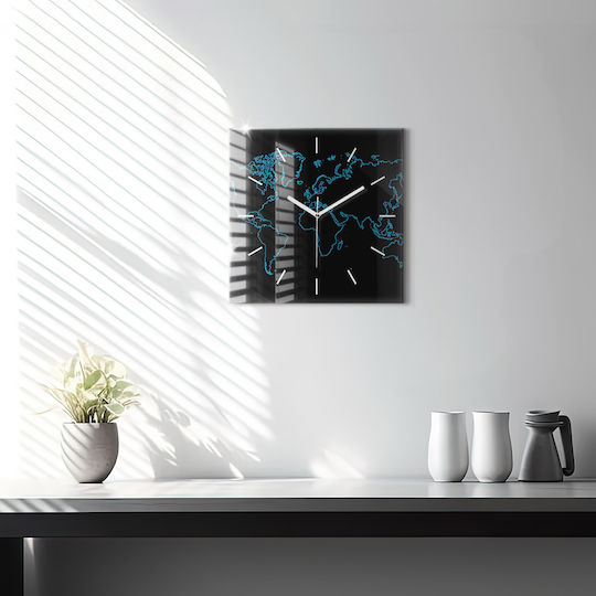 Tulup Silent Wall Clock Glass Black 30x30cm