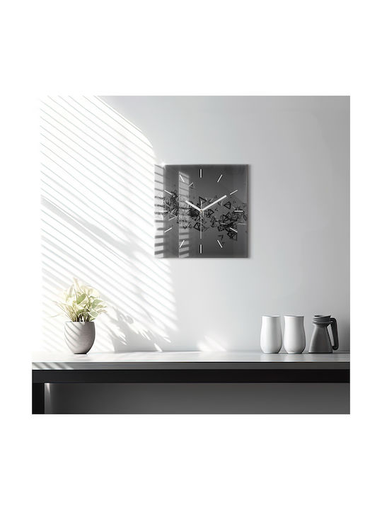 Tulup Leise Wanduhr Glas Schwarz 30x30cm
