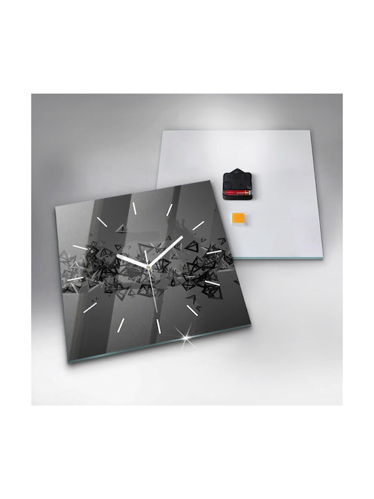 Tulup Leise Wanduhr Glas Schwarz 30x30cm