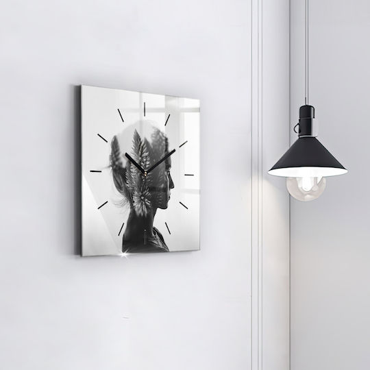 Tulup Αθόρυβο Ρολόι Τοίχου Γυάλινο Γκρι 30x30cm