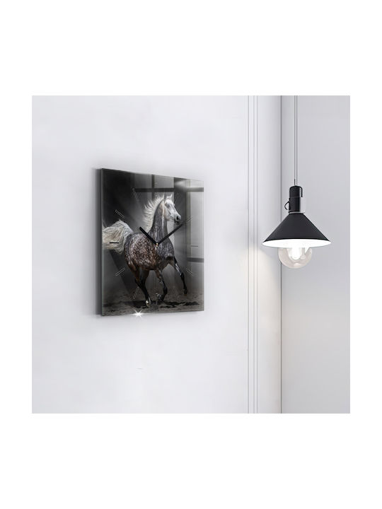 Tulup Silent Ceas de Perete Sticlă Negru 30x30cm