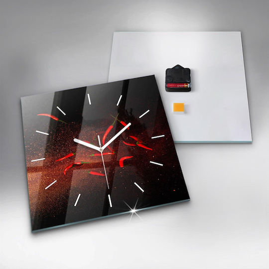 Tulup Silent Wall Clock Glass Red 30x30cm