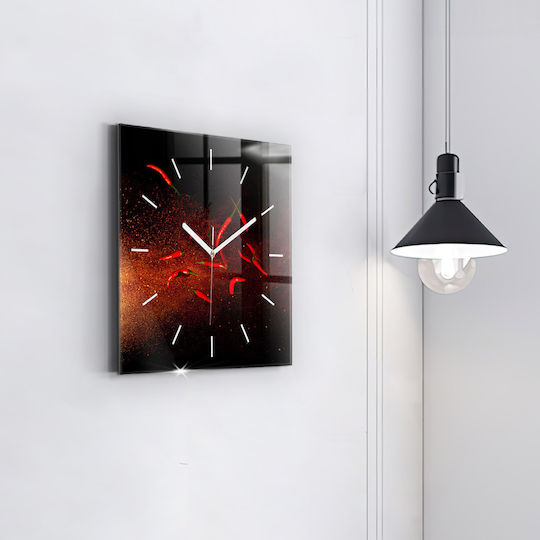 Tulup Silent Wall Clock Glass Red 30x30cm
