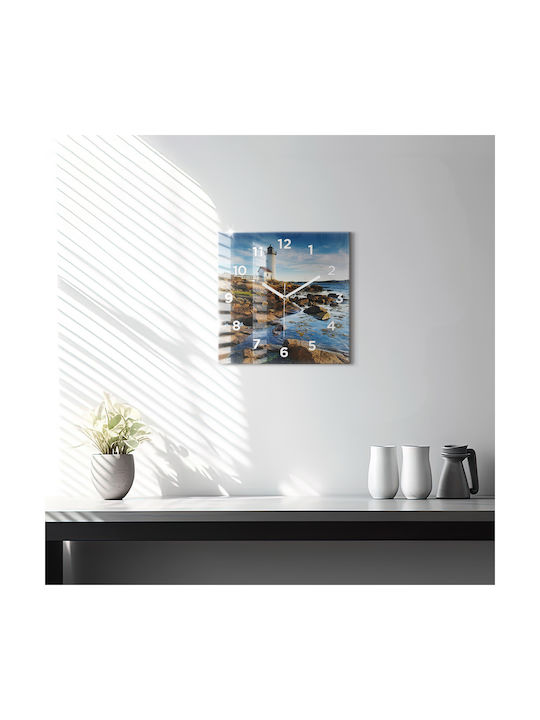 Tulup Αθόρυβο Ρολόι Τοίχου Γυάλινο Καφέ 30x30cm