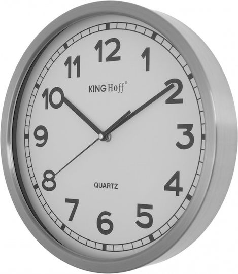 KING Hoff Ρολόι Τοίχου Μεταλλικό Γκρι Ø34cm