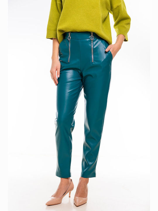 Hazel Pantaloni Dama Hazel Verde Costum în Linie Tapered