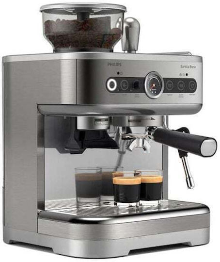 Philips Coffee Machine Αυτόματη Μηχανή Espresso 1050W Πίεσης 15bar με Μύλο Άλεσης Ασημί