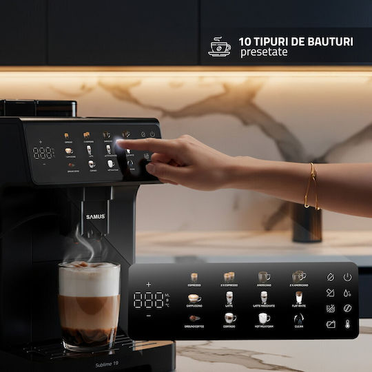 Samus Sublime 19 Automat de Espresso 1350W Presiune 20bar pentru Cappuccino Neagră