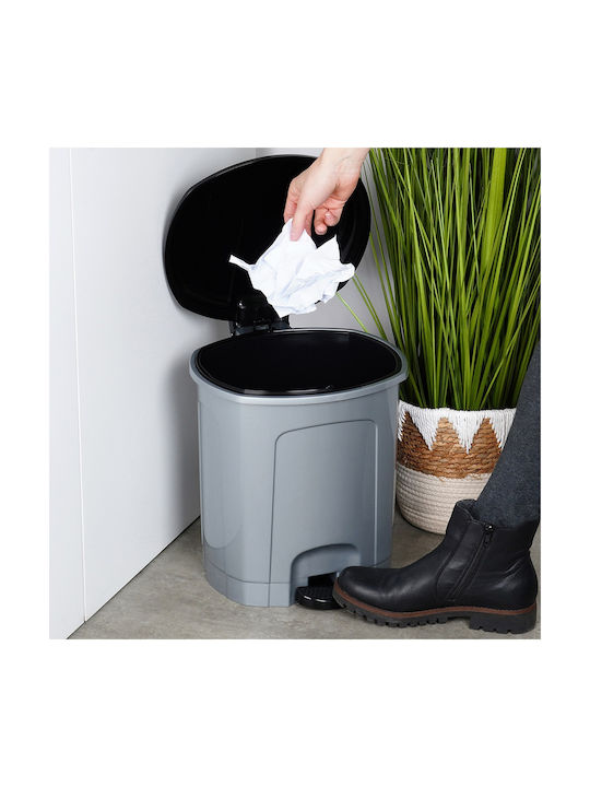 Berilo Plastic Waste Bin with Pedal Grey 11.5lt