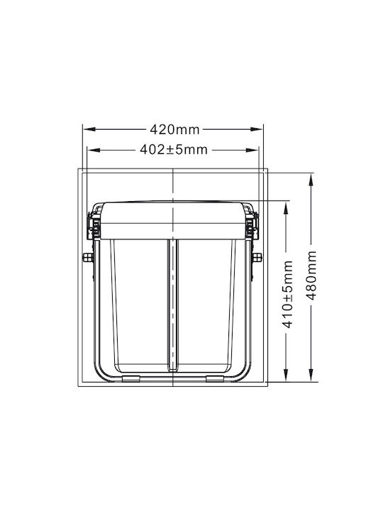 Gollinucci Waste Bin Recycling Plastic for Cabinet Gray 42lt 2pcs