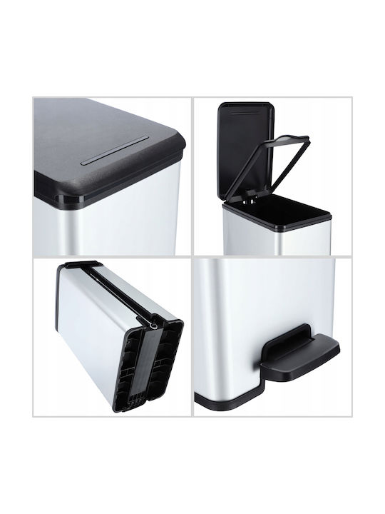 Curver Bin Κάδος Απορριμμάτων Μεταλλικός Ασημί 40lt