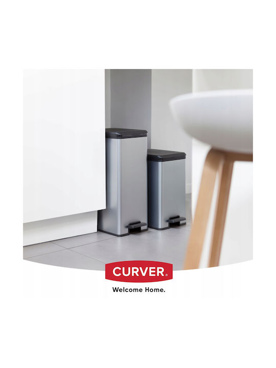 Curver Bin Κάδος Απορριμμάτων Μεταλλικός Ασημί 40lt