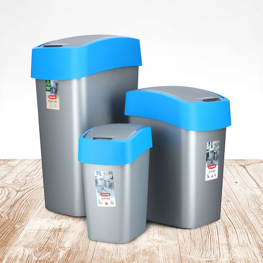 Curver Pacific Flip Plastic Waste Bin with Oscillating Lid Blue 10lt