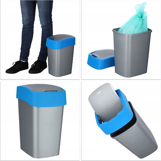 Curver Pacific Flip Plastic Waste Bin with Oscillating Lid Blue 10lt