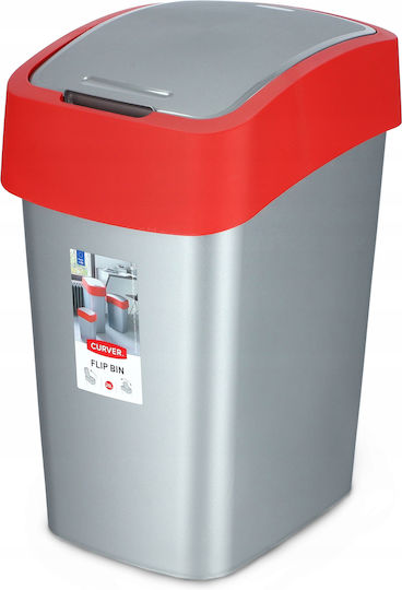 Curver Coș Flip Bin De Gunoi Din Plastic Cu Capac Oscilant Roșu 25lt