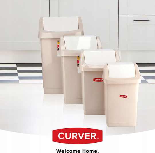 Curver Κάδος Click-It Απορριμμάτων Πλαστικός με Αιωρούμενο Καπάκι Μπεζ 15lt