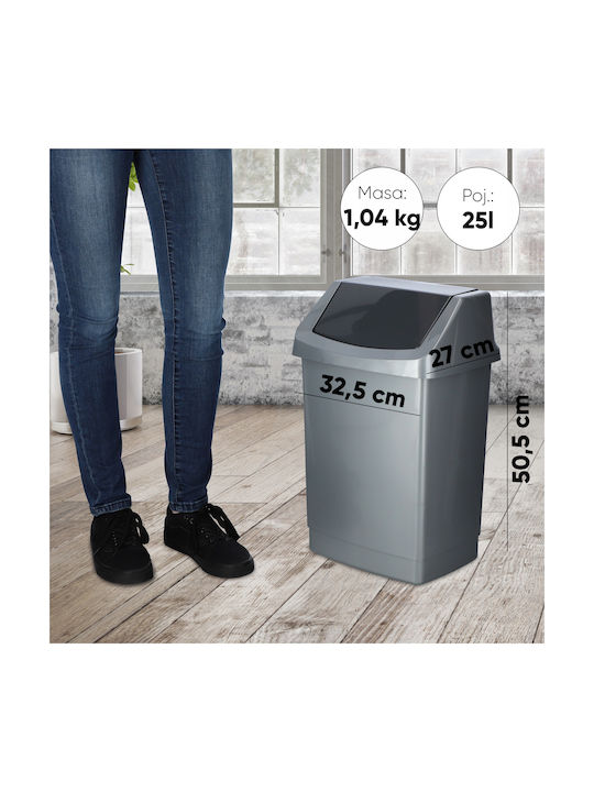 Curver Coș de Gunoi Metal Gri 25lt 1buc
