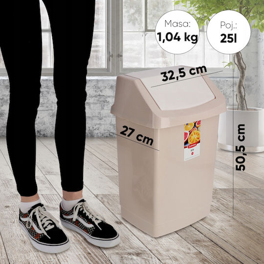 Curver Click-It Plastic Waste Bin with Oscillating Lid Beige 25lt
