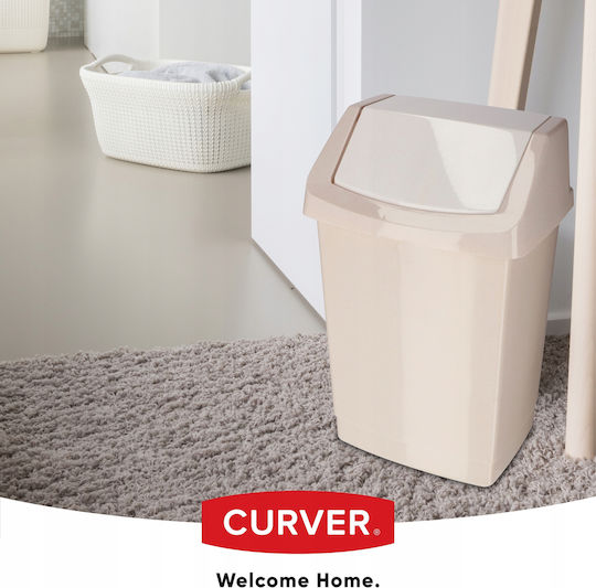 Curver Click-It Plastic Waste Bin with Oscillating Lid Beige 25lt