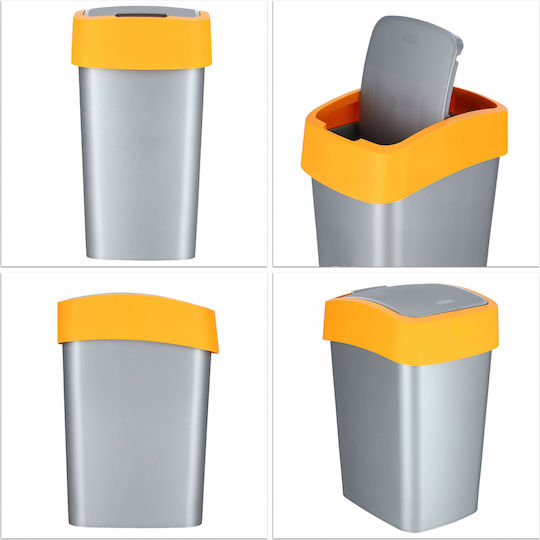 Curver Flip Bin Plastic Waste Bin with Oscillating Lid Orange 10lt