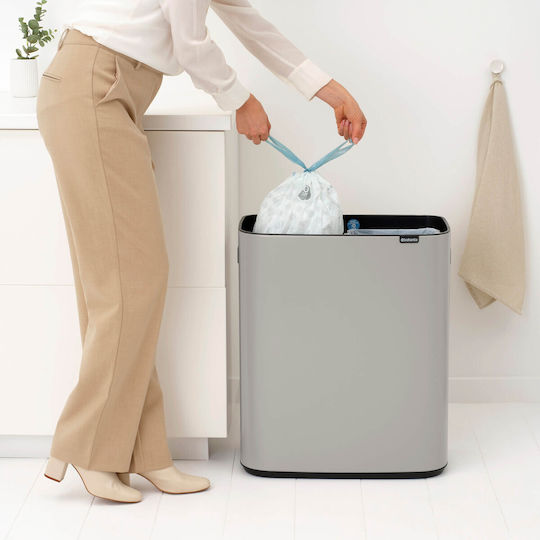 Brabantia Κάδος Bo Touch Ανακύκλωσης Πλαστικός Push Γκρι 60lt
