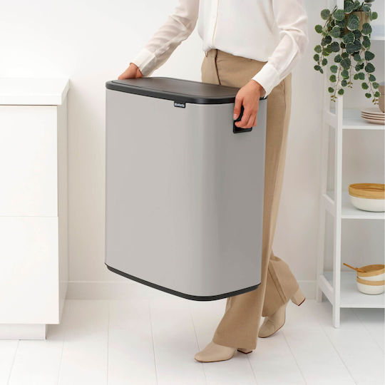 Brabantia Κάδος Bo Touch Ανακύκλωσης Πλαστικός Push Γκρι 60lt