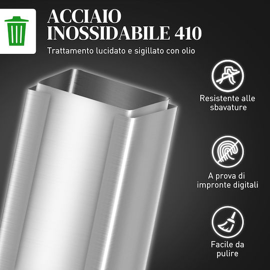 HomCom Coș De Gunoi Din Oțel Inoxidabil 20lt Argintiu